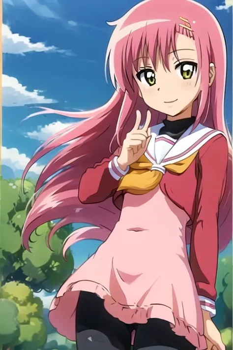 Katsura Hinagiku,Hayate no Gotoku, girl 、pink hair,One person、 small breasts、best quality,seductive smile,school uniform