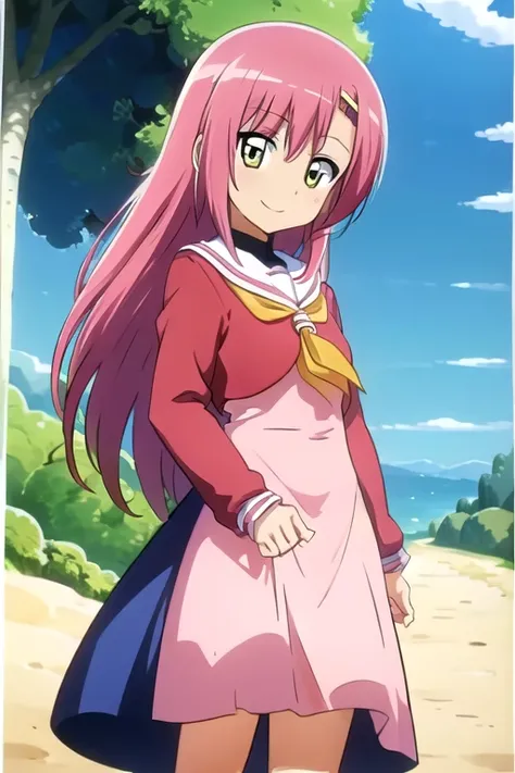 Katsura Hinagiku,Hayate no Gotoku, girl 、pink hair,One person、 small breasts、best quality,seductive smile,school uniform