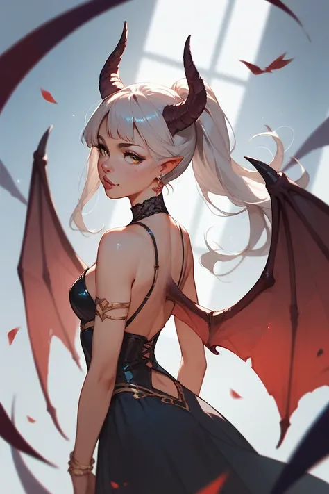 Demon girl with wings on her head and back 