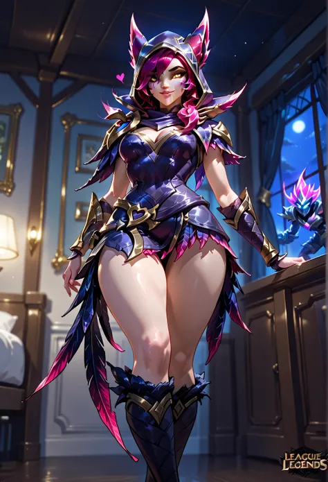 sharp_LASCALAE, ultra sharp focus,, tools, more_details_x l, details:1.5, anime, ((1girl Xayah, (League of Legends))，（((House, Interior, night)) )，((Detail)),（(Illustrations, Artgerm))，（Really, sense of reality：1.4），（perfect lighting, lensing, extremely de...