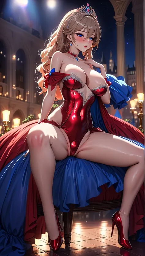 masterpiece:1.4,best-quality,top-quality,Super Detail,Very Delicate and Beautiful,animation,8k, (((( nsfw, sex, beautiful slutty prostitute, elegant gorgeous ball gown, spread legs )))), orgasm, very gigantic breasts, cleavage, off-shoulder, slender body, ...