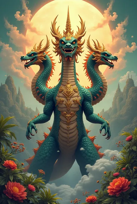 King Ghidorah with a body in Thai art style