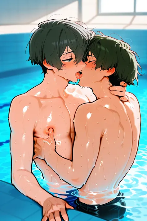 Two high school boys,Yaoi, in the pool ,