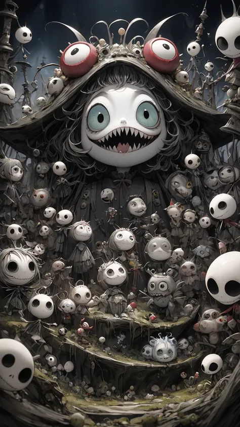 god、  Tim Burton's World、   top quality  ,  Masterpiece,    high detail,    looks like a scene from a movie、