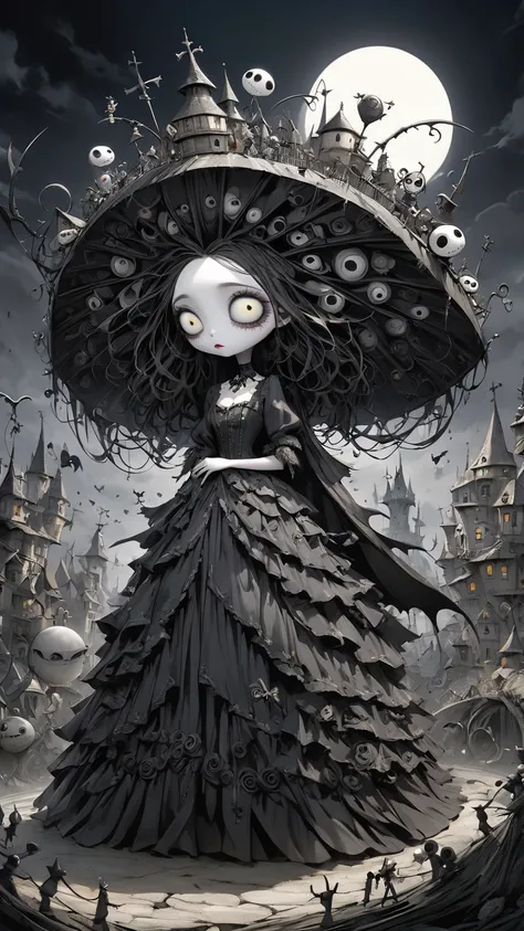 god、  Tim Burton's World、   top quality  ,  Masterpiece,    high detail,    looks like a scene from a movie、