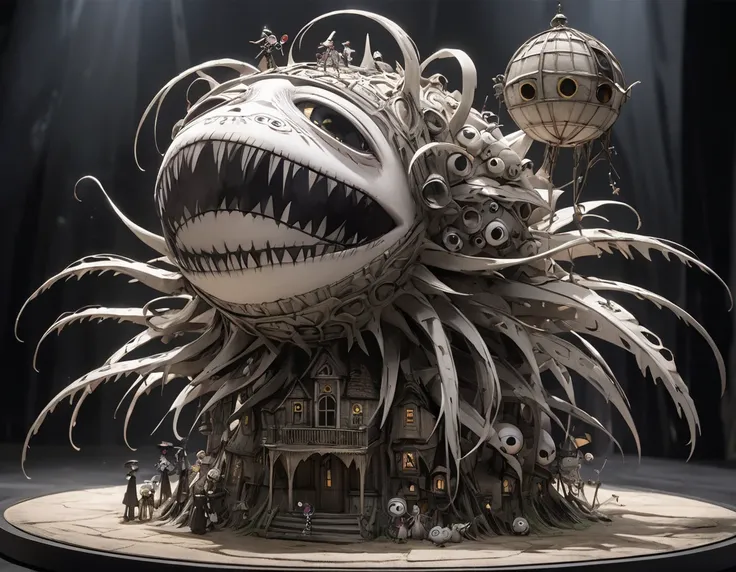 god、  Tim Burton's World、   top quality  ,  Masterpiece,    high detail,    looks like a scene from a movie、