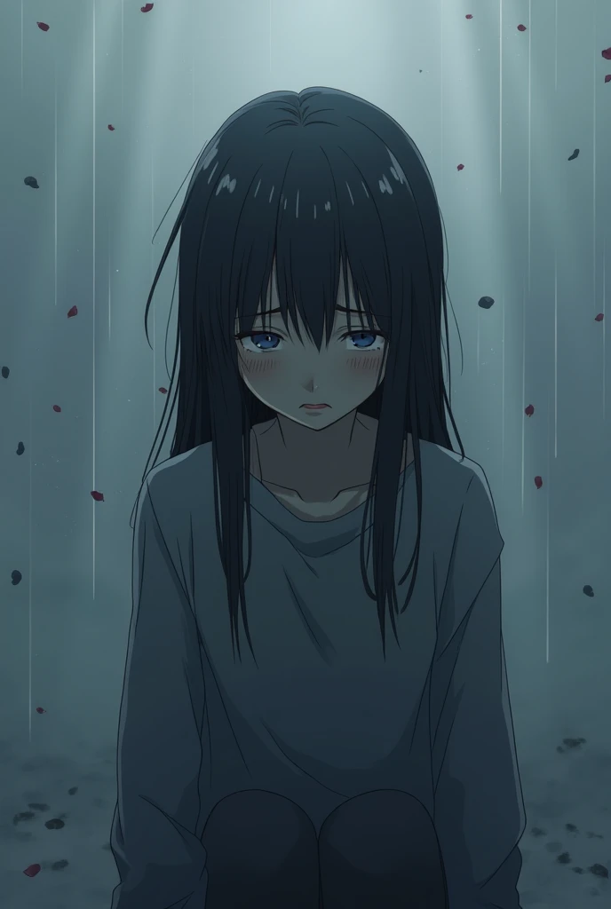 Generate an anime wallpaper that highlights depression and mental health all in one image