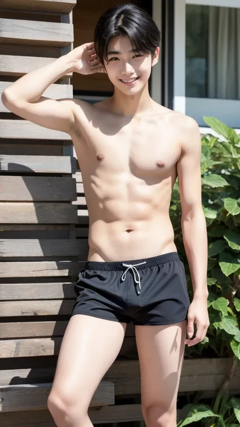  Japanese man
20 years old
undergraduates
solos,  high resolution,  look,  smiles,  black hair,  shortcuts,
whitish beige small swim shorts for men