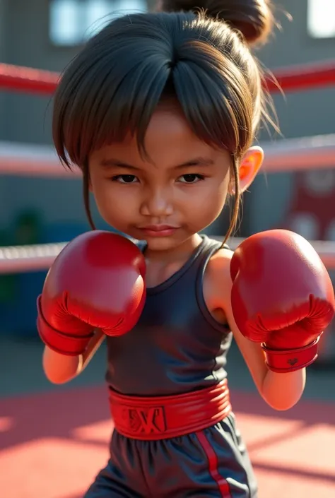 A little  girl boxing