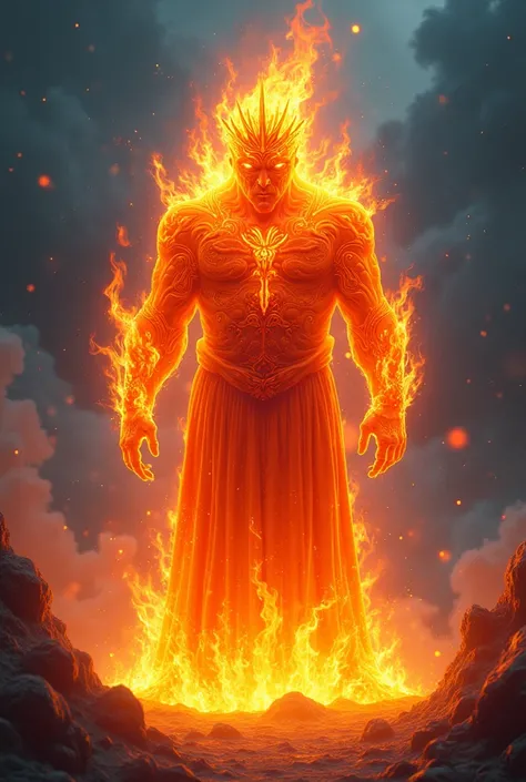 Create a King made of fire based on the cartoon" Adventure Time "  in a beautiful and dreamy 