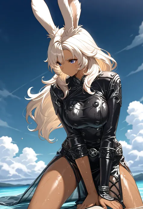 (((( Masterpiece)))), (((( top quality)))),  high resolution,fine grain, detailed face,  wet,Viera,transparent dress,,  action, big breasted with a cross eye