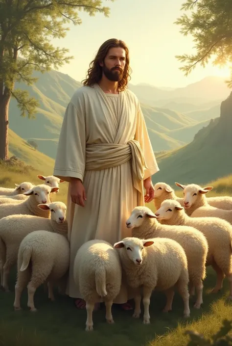 Jesus Christ with sheep