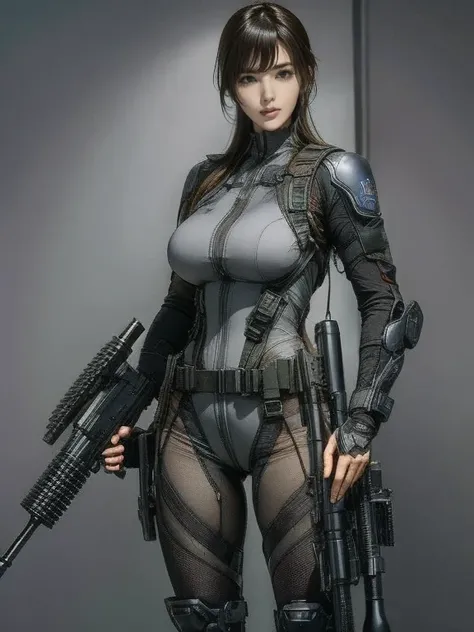  best image quality、Amazing Details、 super high resolution、（ realism：1.4）、（（close：0.75））、One woman is very condensed、 beautiful delicate face、 Expiration Ratio、 Narrow Down the Target Group 、 big breasts）、 Hair、（Violet Tech Suit）、（Cyborg vs. police uniform...