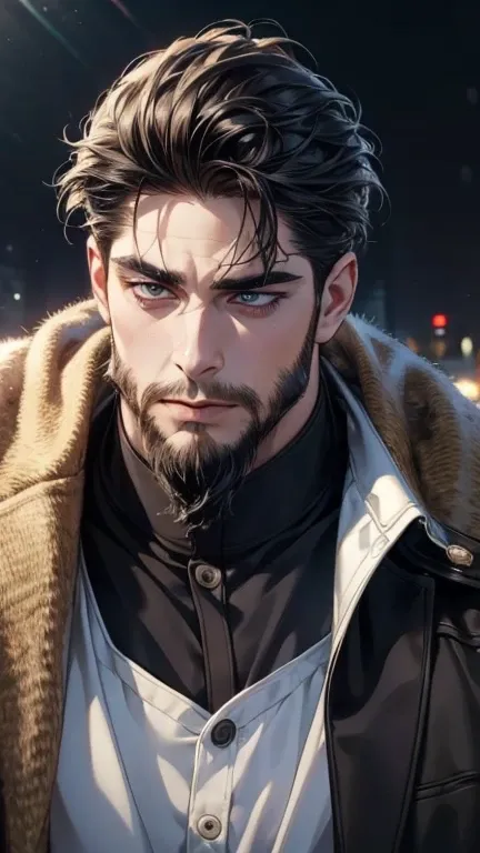 (  best quality,4K,8k,  highres,  masterpiece:1.2),  ultra-detailed  ,(realistic,photorealistic,photo-realistic:1.37),36-year-old man,3 day beard,cute anime ,Portraits,strong,Masculine,  dark hair,sharp jaw,    mesmerizing eyes    ,  perfectly combed hair,...