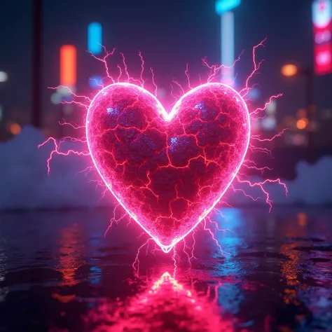 a electric heart, bright neon lights, glowing energy, electric pop art, neon colors, vibrant digital art, 3d rendered, highly detailed, photorealistic, cinematic lighting, studio lighting, epic, intricate details, ultra-detailed, 8k, best quality, masterpi...