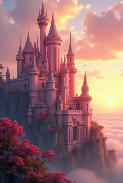 Rising majestically against the horizon, the palace stood as a vision of elegance and mystery. Its walls, painted in soft shades of pink, glowed under the golden light of the setting sun. Towers and spires reached toward the sky, adorned with intricate car...