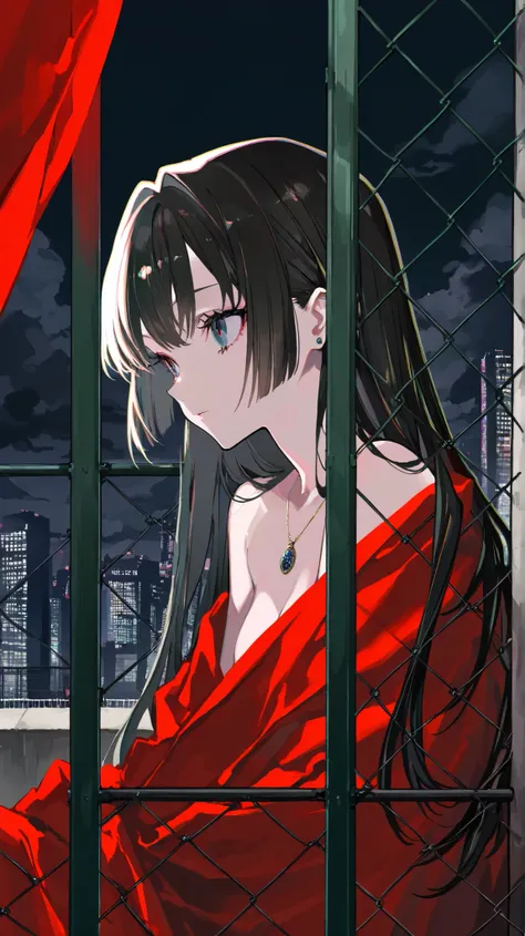 say hana, (lam \(ramdayo\):0.91), (mochizuki kei:0.95), (cierra \(ra-bit\):0.91), year 2023,
youlizi-yuri,original,(highres:1.25),
1girl,(girl behind link fence windows:1.3) ,very long Black hair,necklace,black_bow,naked sheet,sheet,Embroidered sheets,red...