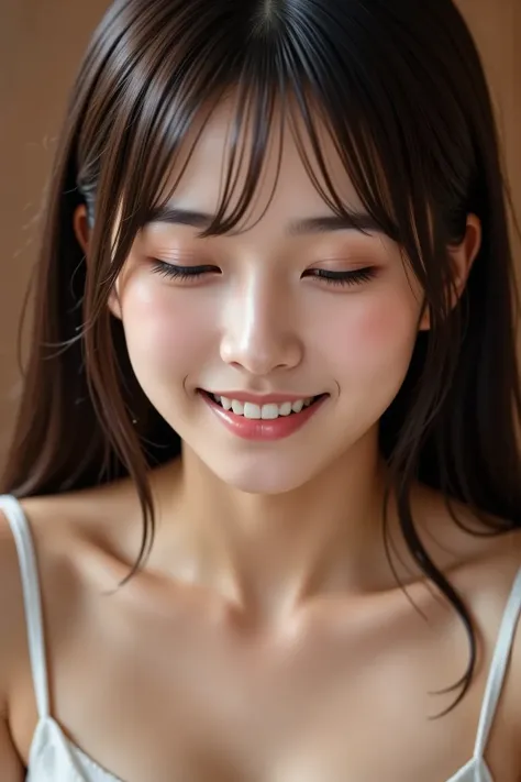 prompt: |
  A close-up of a **woman's face** , her features relaxed and blissful as she experiences a moment of pure pleasure and orgasm. Her eyes are closed, her expression soft and content, with a slight smile and open mouth,
(wrinkle your eyebrows：1.3）....