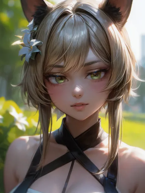 Cinematic footage, full medium closeup, a gorgeous 18-year-old kemonomimi woman soft pale skin, cute and youthful face, well-defined eyebrows, delicate nose, plump and round lips, ultra-detailed,  

photo-realistic, depth of field, cinematic lighting, IMAX...