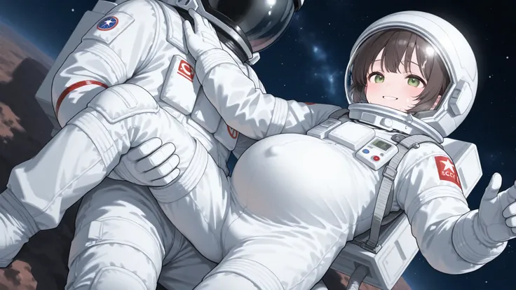 Adorable,loli,smile,astronaut,spacesuit,space_helmet,gloves,cum_in_helmet,pregnant