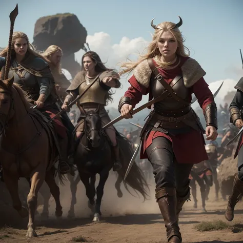 Hot viking female warriors in battle 