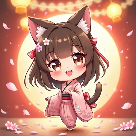 chibi female character, sexy, new year, cat age