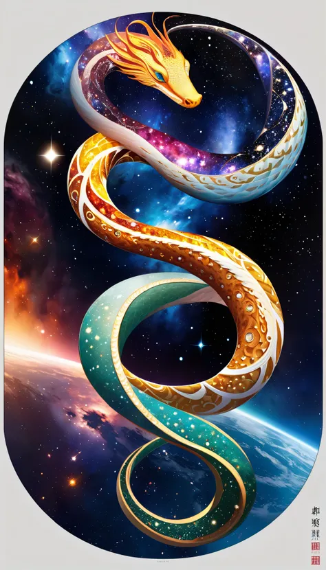 Aesthetic galaxies ,  Cosmos gather and are reminiscent of beautiful snakes , Make the image of a serpent with no substance ,  Art depicting galactic regeneration with the theme of revival, BREAK Please make the image of a serpent without substance even st...