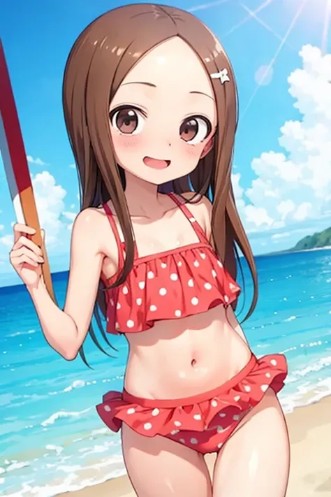 (takagi-san) polka dot swimsuit beach