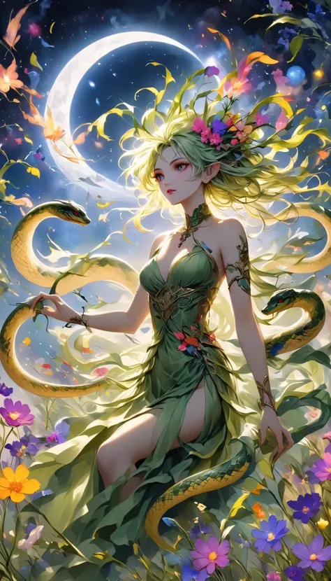Dark Elves Control the Aesthetic Galaxy, Cosmos gather and are reminiscent of beautiful snakes , Make the image of a serpent with no substance , Art depicting galactic regeneration with the theme of revival, BREAK Please make the image of a serpent witho...