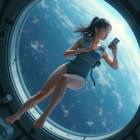 (((spaceship spaceship spacewalk ))), ((( women in swimsuits floating in outer space))), (8k,  top quality).  looking at a Kindle tablet.  beautiful woman, (( top quality質, 8k, Masterpiece: 1.3)),  beautiful woman,  female 1 person,  perfect beauty, 20 yea...