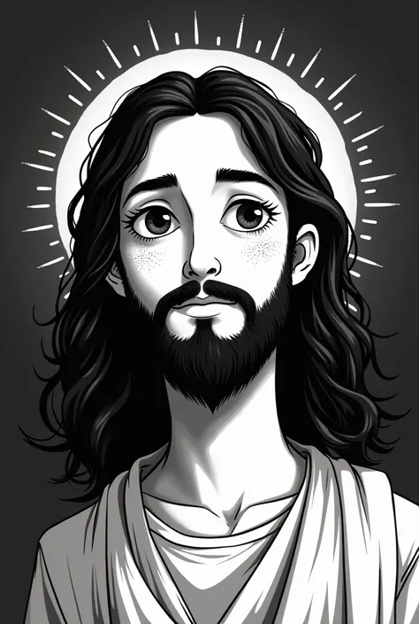 CREATE AN IMAGE OF A CUTE JESUS, Only in black, 