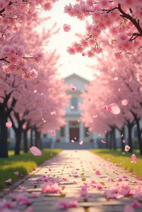 Make a 15 second video of the cherry blossoms falling at school