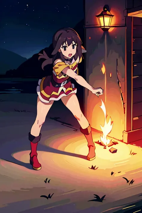 Megumin from konosuba, (masterpiece,best quality,ultra_detailed,highres,absurdres, dimly lit:1.2), no nudity, no suggestive poses, no explicit content, no NSFW, no sensitive themes, no controversial topics, no violence, no gore, no dark imagery, no inappro...