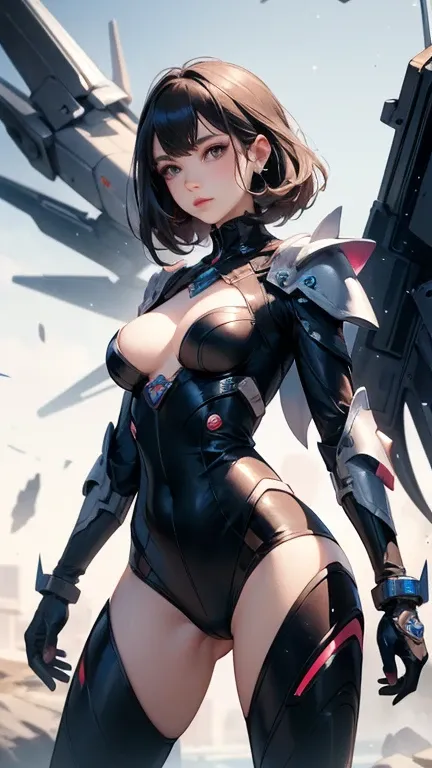  top quality 、 masterpiece、 Ultra HD、 Arad woman wearing futuristic suit，With wings and a sword,  girl in mecha cyber armor, 赛博朋克cartoon女孩机甲, 与有机体混合的cartoon,  Mechanical Valkyrie Girl , 完美的cartoon生化人女性,  cute girl, Female Mecha, Simple futuristic electroni...