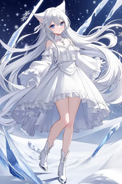 gender： Female
Age ：Age17
height：158 cm
Body type ：Slender and delicate、An ephemeral impression
hair：Pure white long hair、 reflects fine light and shines like snowflakes
eyes： clear silver 、Pale blue and purple are mixed depending on the amount of light
Sk...