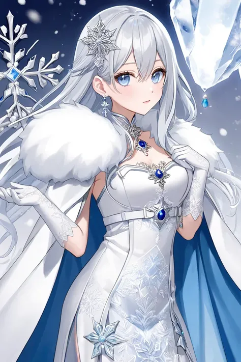 gender:  Female
Age : Height 19 years old: 165 cm
Body Type :  supple and slender 、Delicate silhouette
Hair :  long silvery white hair 、 slightly light blue 。It shines every time my hair shakes like snowflakes fall
eyes:  pale blue eyes like ice crystals 、...