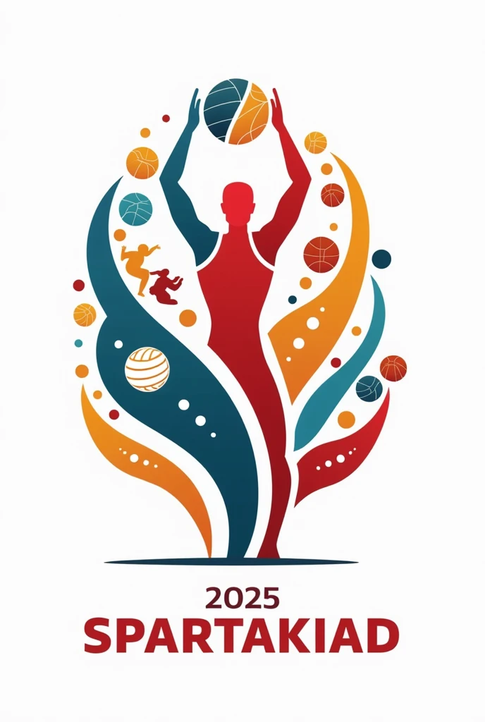  logo for the 2025 Spartakiad in Denisovsky District.  There are different sports  ( volleyball,  basketball, running, wrestling and others )