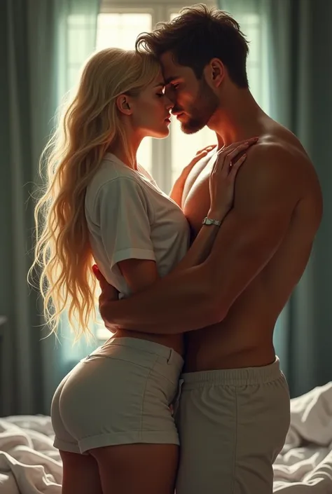 Blonde nurse having sex with a man