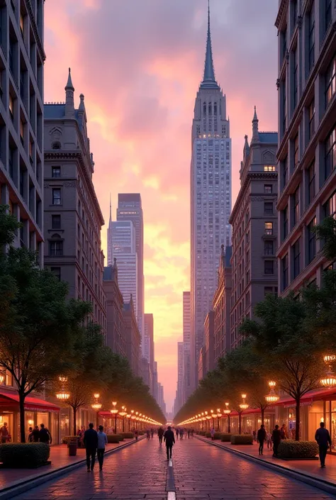 A beautiful city at dusk 