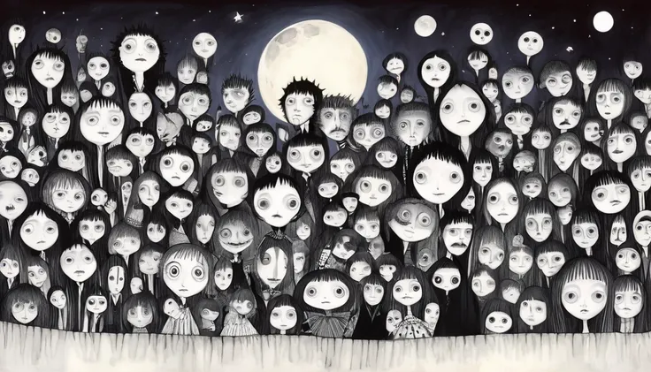     Tim Burton's style、People who look at the moon