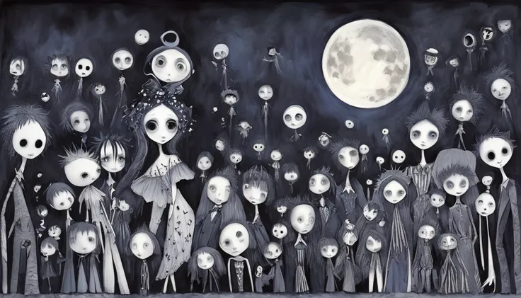     Tim Burton's style、People who look at the moon