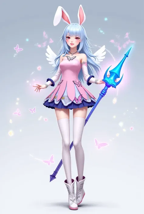 
## Character Design: Lam Ngân Tinh Nữ

**Style:** A fusion of modern and classic elements with an ethereal appeal.

---

### 1. Outfit
- **Modern Ao Dai:** Soft pink with blue hues featuring layered skirts with butterfly and spring flower motifs, emitting...