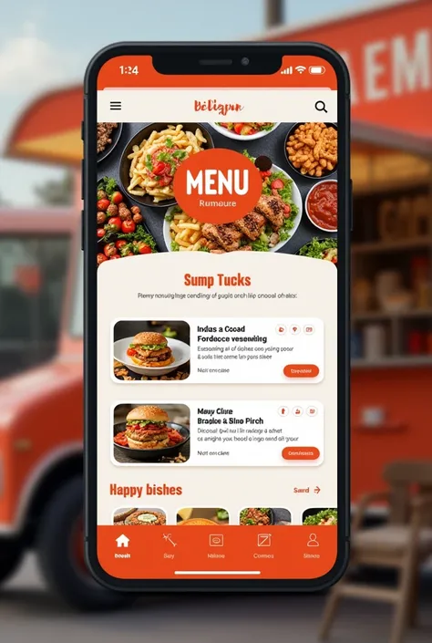 create a figma screen for food truck  which show menu 