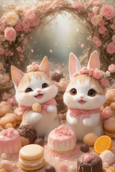 diamond art、 cute、Smiling Cat、Smiling Rabbit 、 popping out 、delicious、 Chocolates、cookie、 candy、 cake、Macaroons、 ice cream、Gummy、pretty ribbon、 frill、flower、おflower畑、garden、 pink 、 Masterpiece、 top quality、 High Contrast 、 photon mapping 、 glitter 、lame、 g...