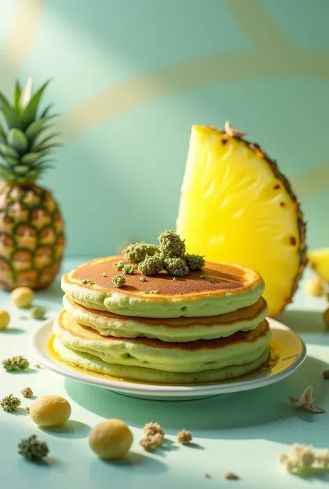 Cannabis pancake with yellow-colored pineapple