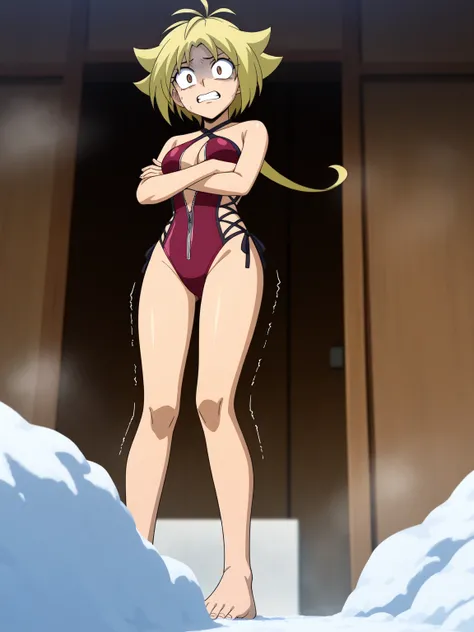 masterpiece,best quality,good quality,newest,
detailed background,glitter, snow, winter, tundra setting
looking at viewer, frown, scared, nervous, clenched teeth, constricted pupils 
solo,
anime coloring,
kurenai_ren\(metal_fight_beyblade\),1girl,blonde ha...