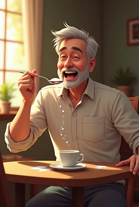 Man eating sugar 