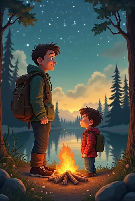 Here's a heartwarming story about a father and son:

The Adventures of Jack and Alex
Jack, a rugged outdoorsman, had always been eager to share his love for nature with his  son, Alex. One crisp autumn morning, he decided it was time for their first campin...