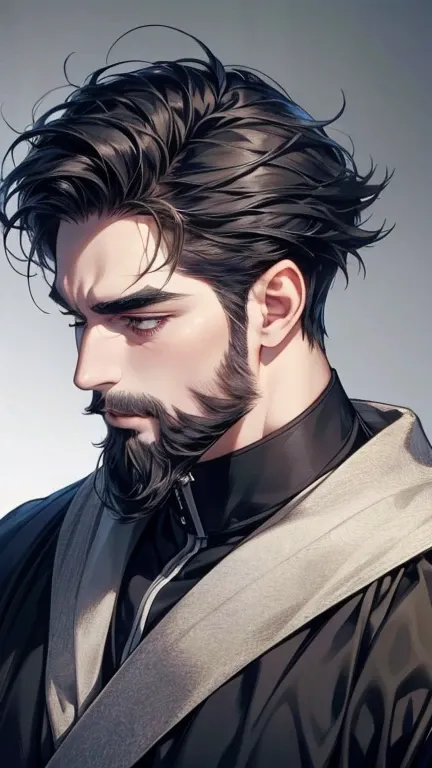 (  best quality,4K,8k,  highres,  masterpiece:1.2),  ultra-detailed  ,(realistic,photorealistic,photo-realistic:1.37),36-year-old man,3 day beard,cute anime ,Portraits,strong,Masculine,  dark hair,sharp jaw,    mesmerizing eyes    ,  perfectly combed hair,...