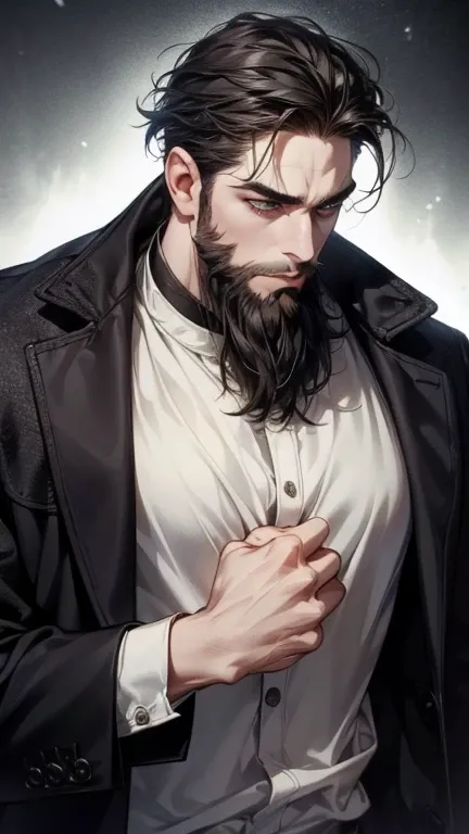 (  best quality,4K,8k,  highres,  masterpiece:1.2),  ultra-detailed  ,(realistic,photorealistic,photo-realistic:1.37),36-year-old man,3 day beard,cute anime ,Portraits,strong,Masculine,  dark hair,sharp jaw,    mesmerizing eyes    ,  perfectly combed hair,...